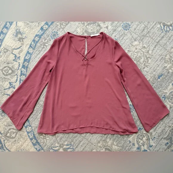 Lush Dusty Rose Crisscross Blouse - Picture 2 of 9